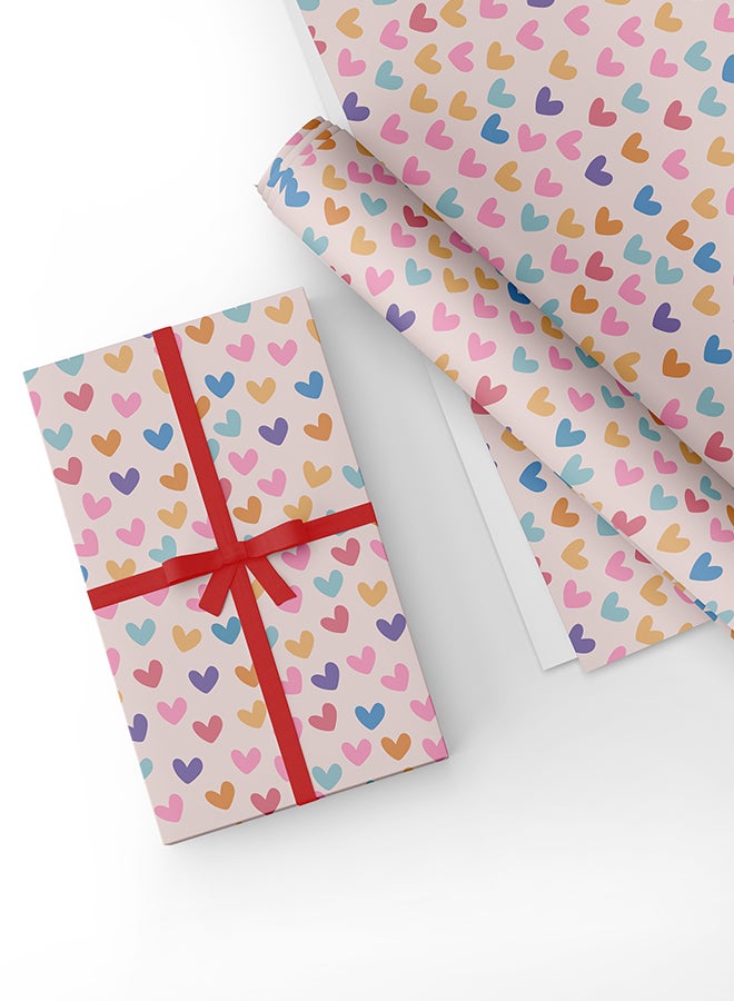 Share the Love ورق تغليف قلوب، 4 أوراق - Image 3